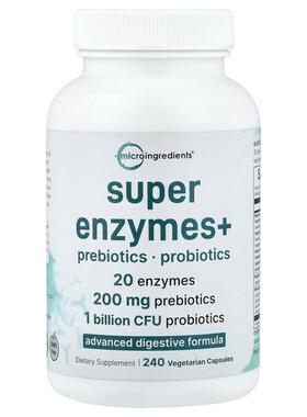 Micro Ingredients,Super Enzymes+, 240 Vegetarian Capsules