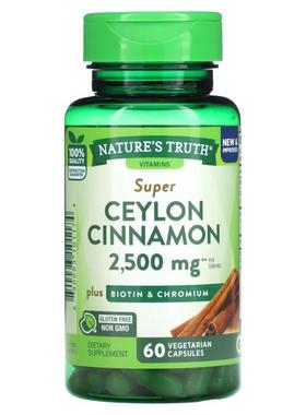 Nature's Truth,超级锡兰肉桂，1,250 毫克，60 粒素食胶囊