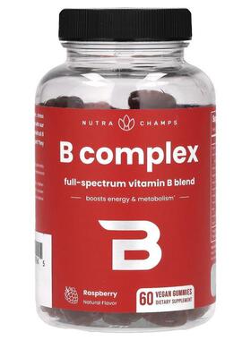 NutraChamps,B Complex, Raspberry, 60 Vegan Gummies