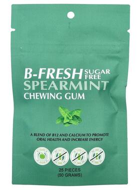 B-Fresh Inc.,口香糖留兰香无糖25 片（50 克）