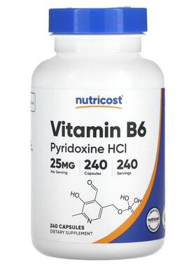 Nutricost,Vitamin B6, Pyridoxine HCl, 25 mg, 240 Capsules