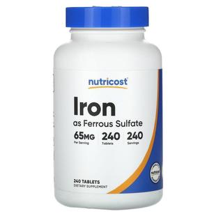 Nutricost,Iron, 65 mg, 240 Tablets