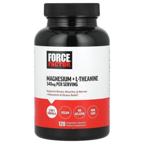 Force Factor,Magnesium + L-Theanine, 340 mg, 120 Vegetable C