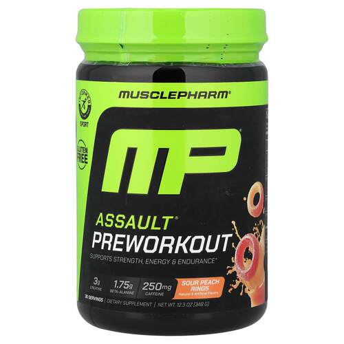 MP,Assault® Preworkout, Sour Peach Rings, 12.3 oz (348 g)