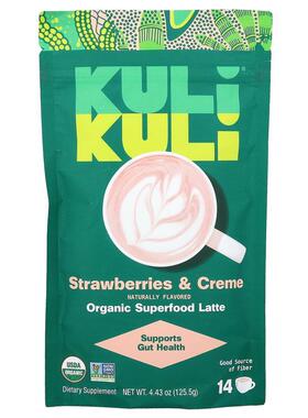 Kuli Kuli,有机 SuperFood 拿铁，草莓奶油，4.43 盎司（125.5 克