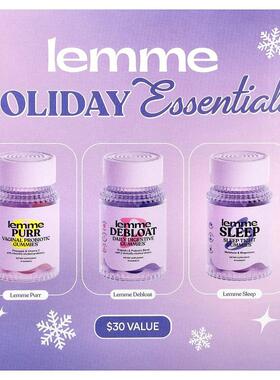 Lemme,Holiday Essentials Gummies, Purr, Debloat, Sleep, 3 Bo