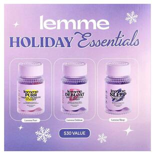 Lemme,Holiday Essentials Gummies, Purr, Debloat, Sleep, 3 Bo