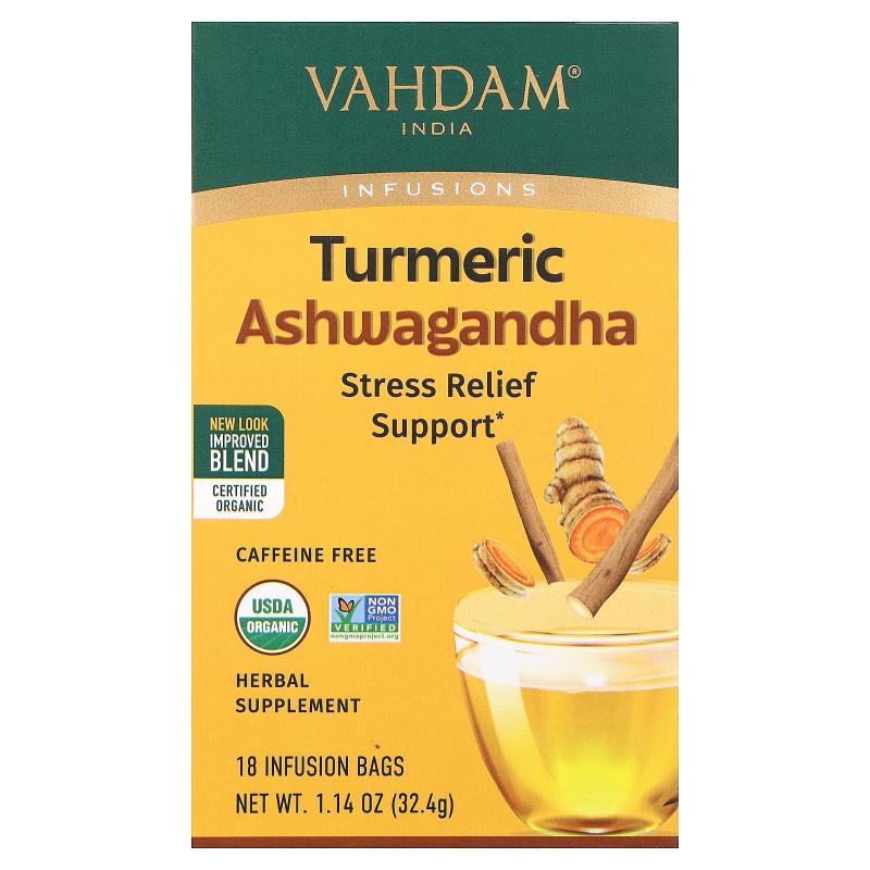 Vahdam Teas,Infusions, Turmeric Ashwagandha, Caffeine Free,