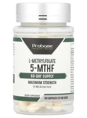 Probase Nutrition,L-甲基叶酸 5-MTHF，15 毫克，60 粒胶囊