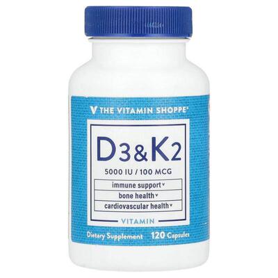 The Vitamin Shoppe,Vitamin D3 &amp;amp;amp; K2, 120 Caps