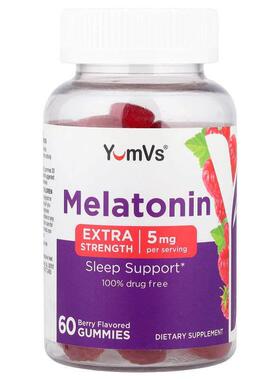 YumVs,Melatonin Gummies, Extra Strength, Berry, 60 Gummies