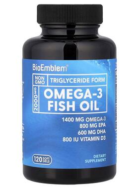 BioEmblem,Omega-3 Fish Oil, 120 Soft Gels