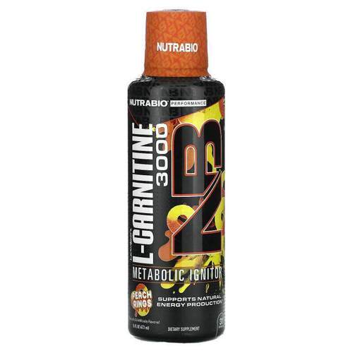 Nutrabio Labs,LeanShots L-Carnitine 3000, Peach Rings, 16 fl