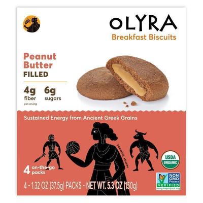 Olyra,Organic Breakfast Biscuits, Peanut Butter Cream Filled