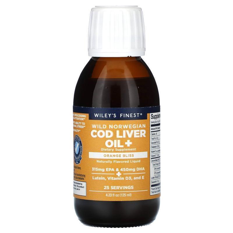 Wiley's Finest,Wild Norwegian Cod Liver Oil +, Orange Bliss,