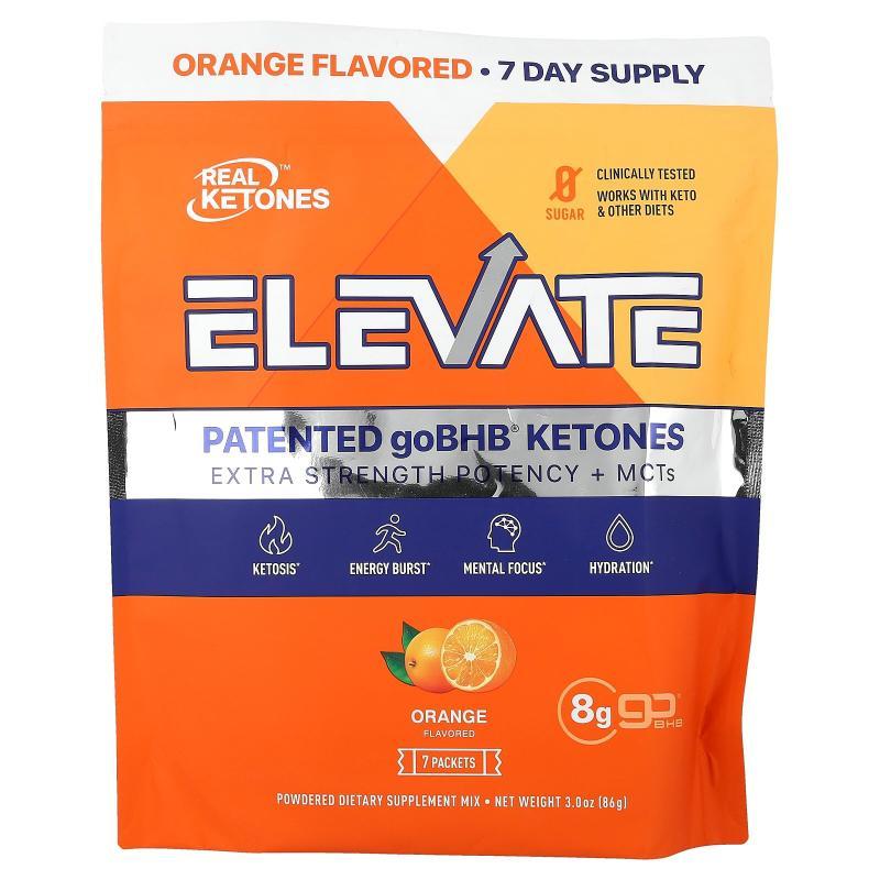Real Ketones,Elevate, Powdered Mix, Orange, 7 Packets, 0.43