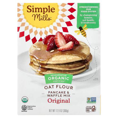 Simple Mills,Organic Oat Flour, Pancake & Waffle Mix, Origin