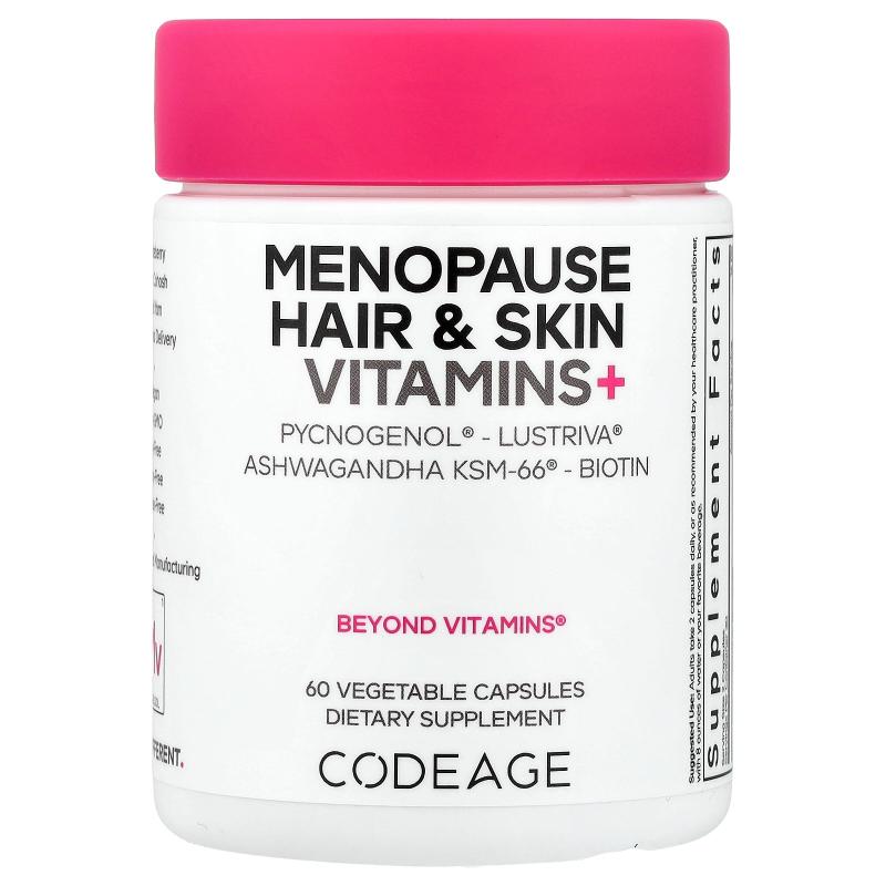 Codeage,Menopause Hair Skin Vitamins+, 60 Vegetable Capsules