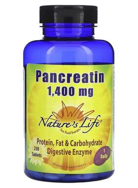 Nature's Life,Pancreatin, 1,400 mg, 250 Tablets