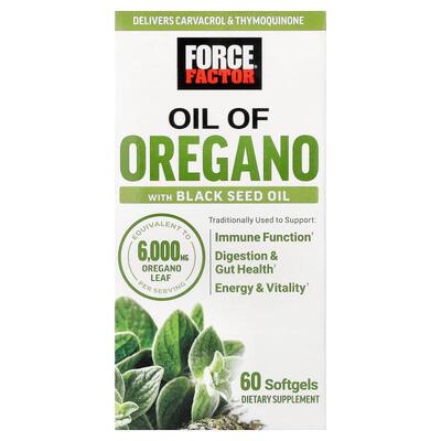 Force Factor,Oil Of Oregano with Black Seed Oil, 60 Softgels