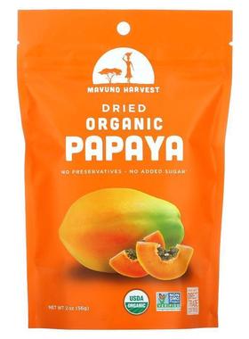 Mavuno Harvest,Organic Dried Papaya, 2 oz (56 g)