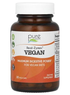 Pure Essence,Real-Zymes, Vegan, 30 Vegi-Caps