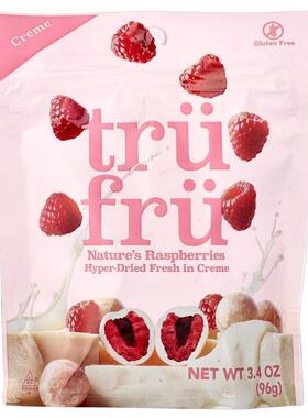 Tru Fru,Nature's Raspberries, Hyper-Dried Fresh in Creme, 3.