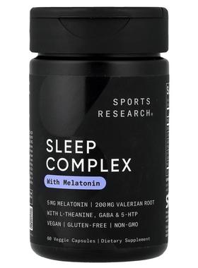 Sports Research,Sleep Complex with Melatonin, 60 Veggie Caps