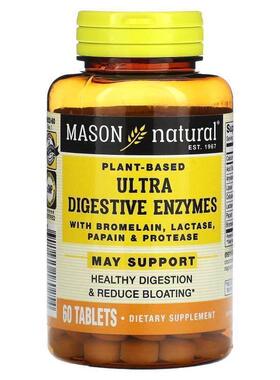 Mason Natural,Plant-Based Ultra Digestive Enzymes, 60 Tablet