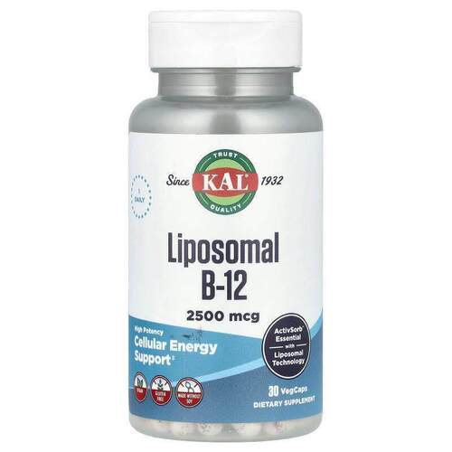 KAL,Liposomal B-12, High Potency, 2,500 mcg, 30 VegCaps
