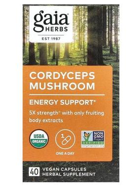 Gaia Herbs,Cordyceps Mushroom, 40 Vegan Capsules