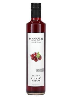 Madhava Natural Sweeteners,Organic Red Wine Vinegar, 16.9 fl