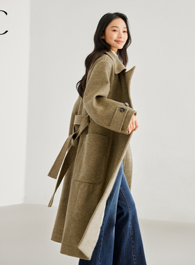 IC 立领单面呢长款绵羊毛大衣外套女2026新款秋冬通勤高级感毛呢