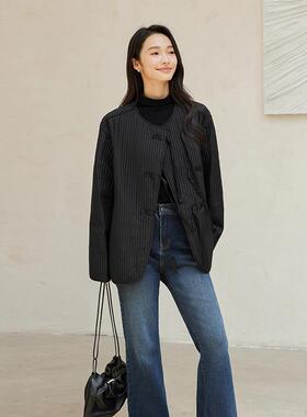IC 新中式慵懒系带绗棉外气质外套女2026新款冬休闲宽松设计上衣