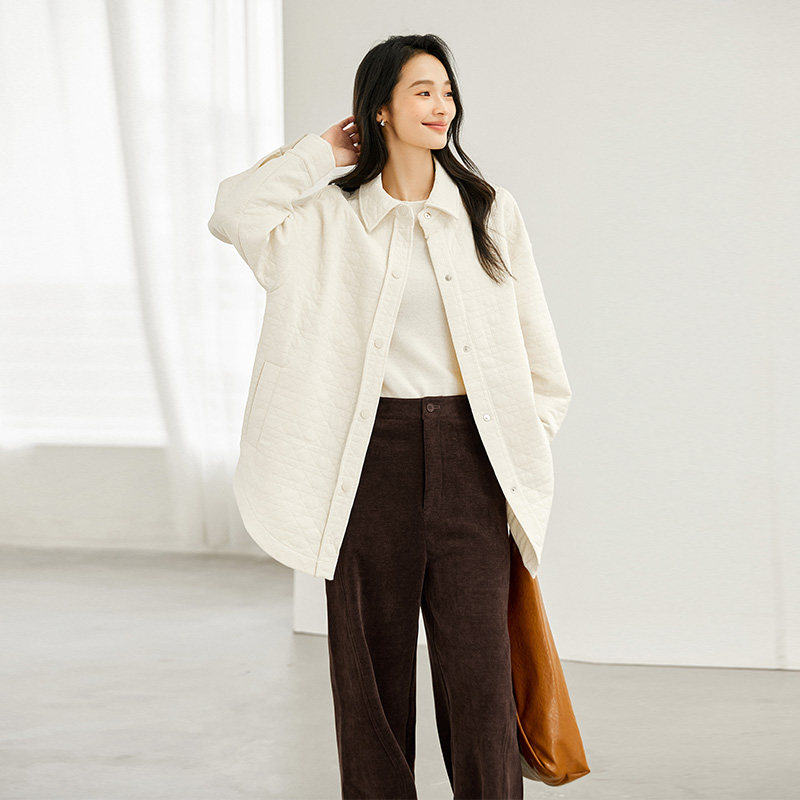 IC极简设计菱格肌理感衬衫短外套女2026秋冬新款高级通勤休闲上衣,女装/女士精品,衬衫,淘宝优惠券,粉丝福利购,淘宝优惠卷