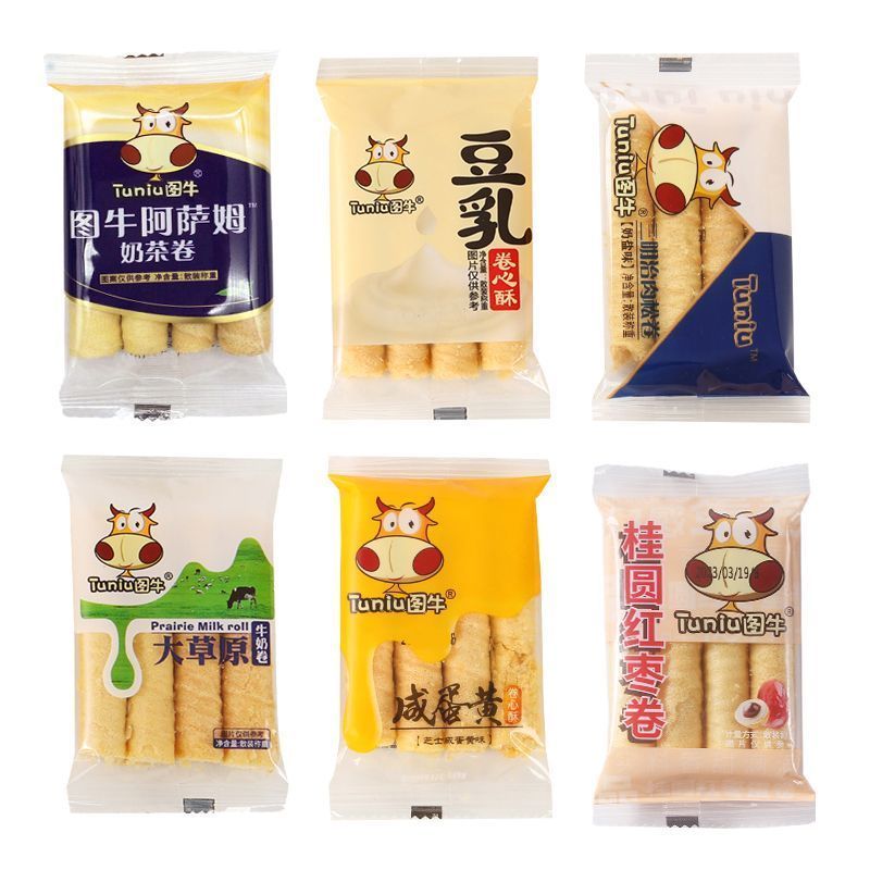 图牛蛋卷咸蛋蛋卷芝士奶茶豆乳饼干夹心网红休闲零食小吃