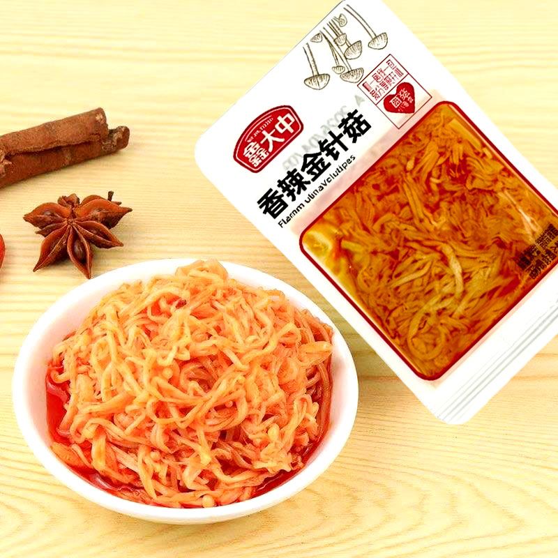 鑫大中香辣金针菇下饭菜开袋即食校门口小零食网红追剧小包装