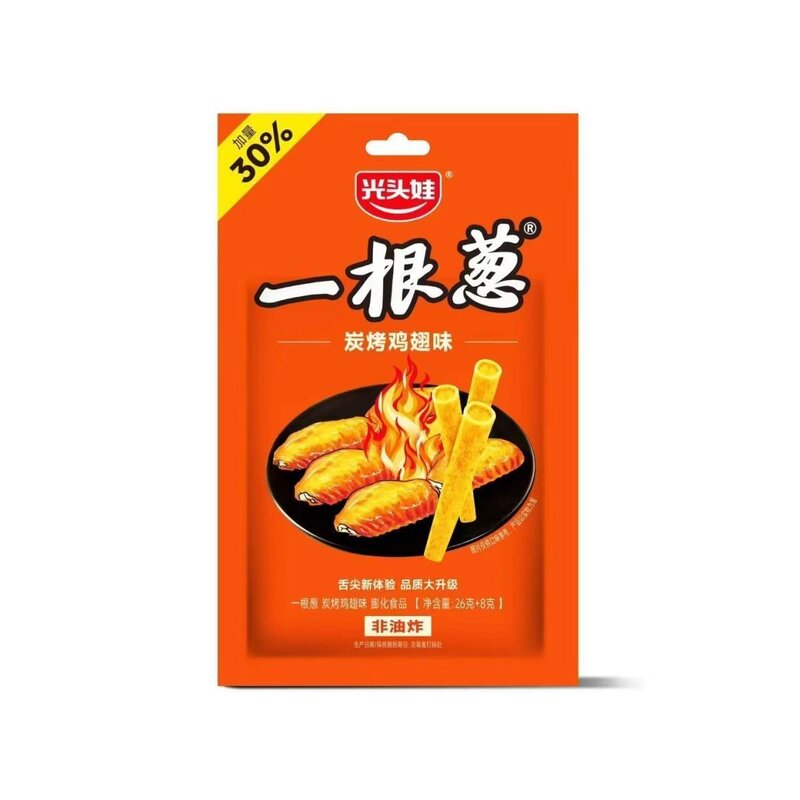2月份日期清仓【大包装】光头娃一根葱上新口味炭烤鸡翅味非油炸