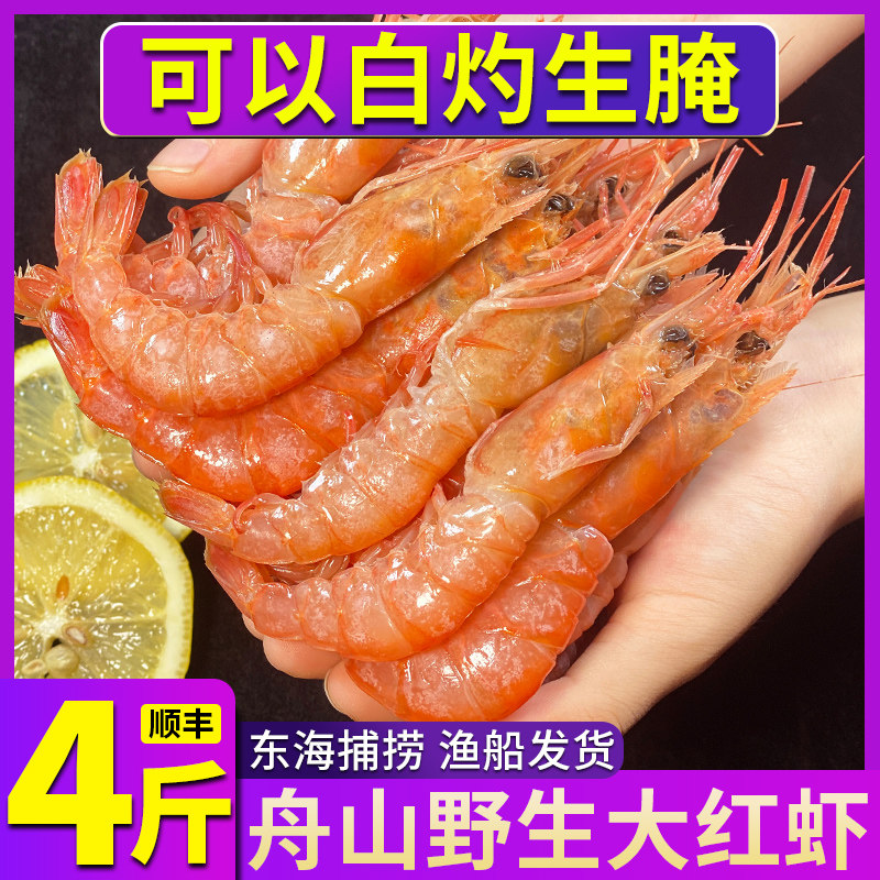 新鲜大虾舟山特大红虾鲜活红头虾海捕船上速冻冰鲜冷冻 非阿根廷