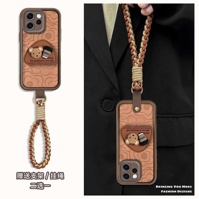 适用OPPORENO15系列咖啡熊手机壳