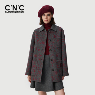 【商场同款】CNC女装2025秋冬新款100纯绵羊毛大衣外套812G3D1025