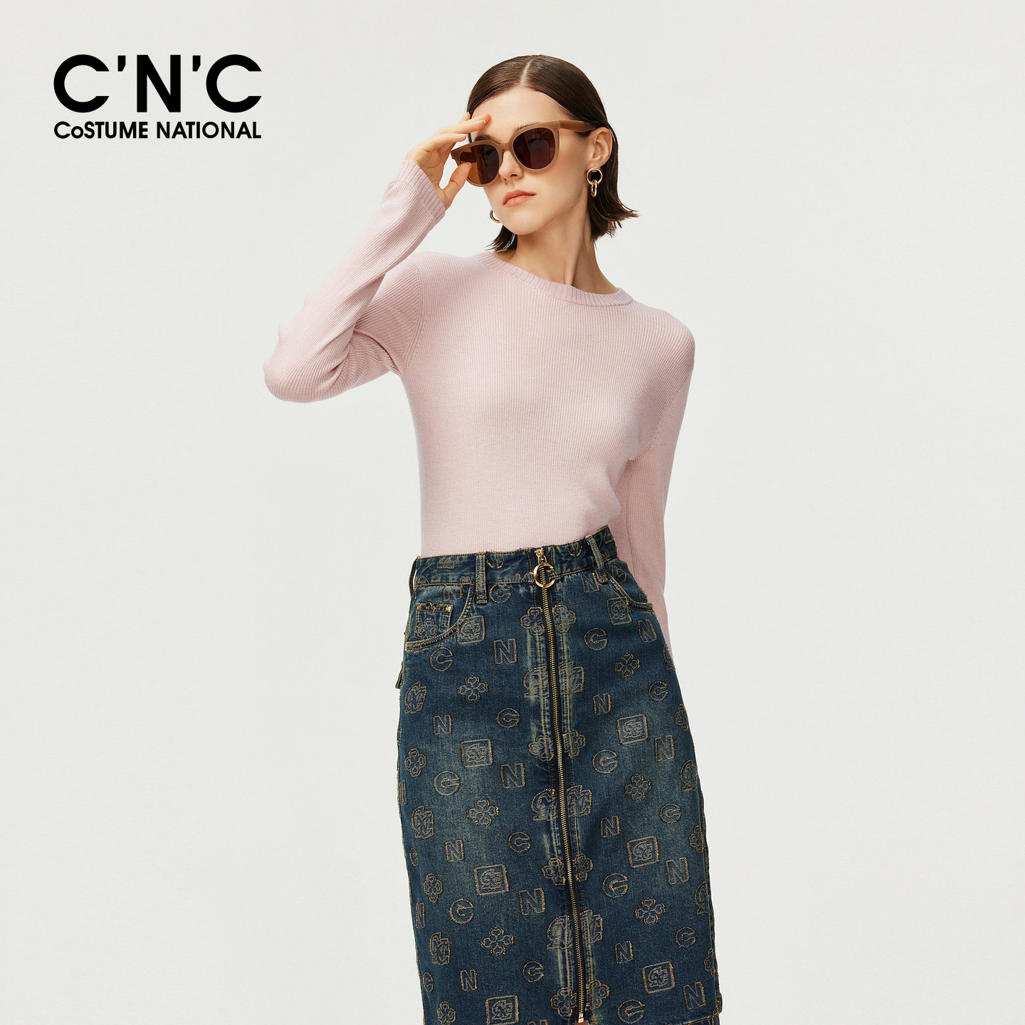 86%羊毛CNC女装纯色简约圆领针织衫秋冬修身显瘦毛衣内搭打底