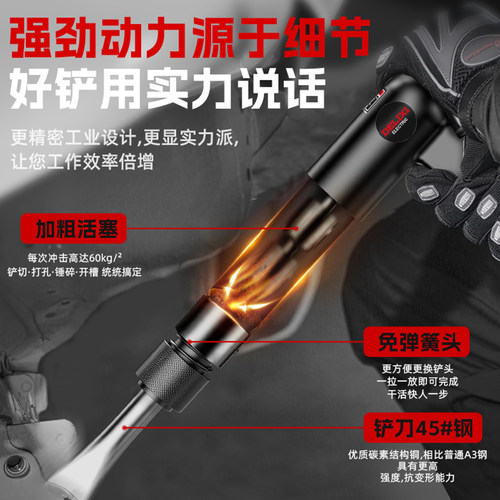 气铲风铲气锤工具冲击除锈多功能强力气镐气动铲刀风锤盒装德力西