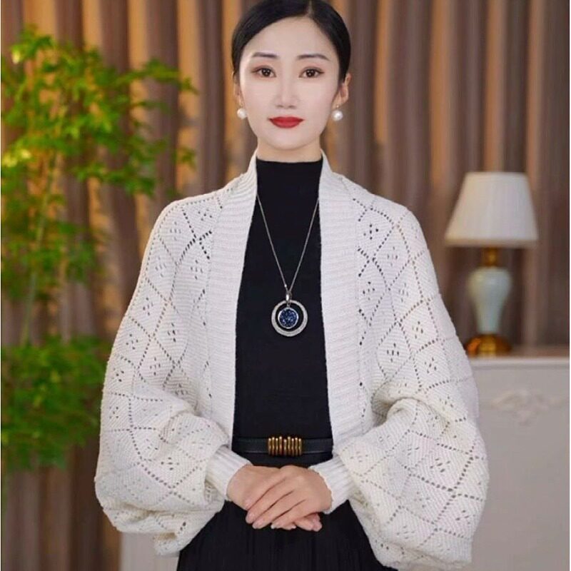 针织披肩女外搭秋冬开衫外套空调房斗篷毛衣保暖宽松长袖罩衫上衣