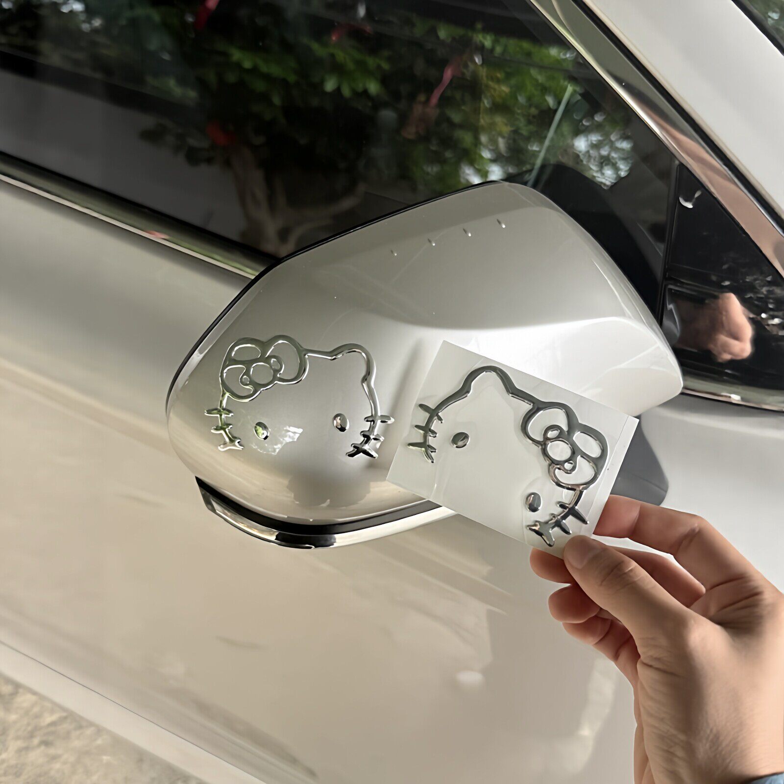 哈喽kitty车贴后视镜油箱盖玻璃装饰创意可爱小轿车立体3d金属贴