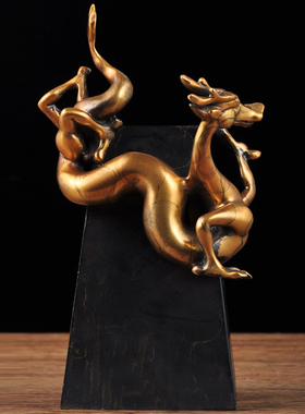 铜十二生肖龙摆件招财o风水龙美式风样板房软装饰品办公室吧台摆