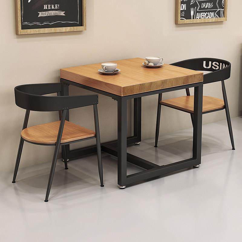 铁艺实木餐椅奶茶店快餐店餐饮店咖啡厅靠背椅子双人正方形小方桌,商业/办公家具,食堂餐桌椅,淘宝优惠券,粉丝福利购,淘宝优惠卷