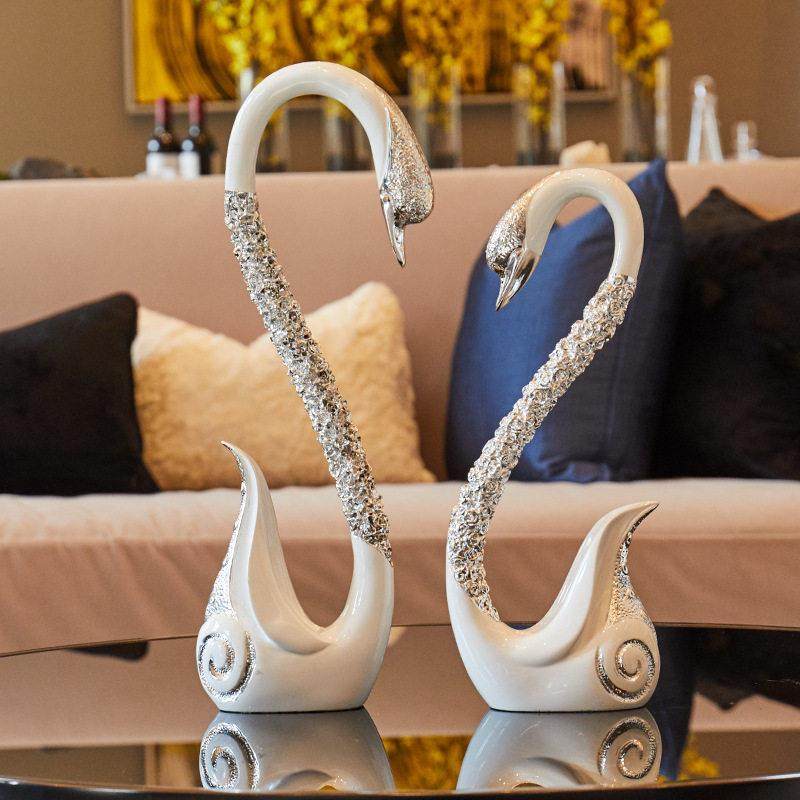 欧式结婚礼物红色天鹅摆件创意电视酒柜客厅玄关家居婚房软装饰品,家居饰品,装饰摆件,淘宝优惠券,粉丝福利购,淘宝优惠卷