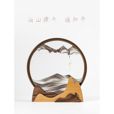 马鹿创意流沙画摆件高山流水玄关桌面办公室装饰商务礼品定制生日