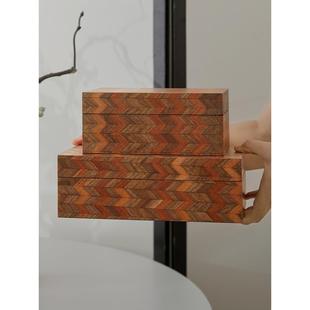 自然诧寂风生活馆民宿酒店装饰柜子开放格上摆件收纳盒装饰盒子